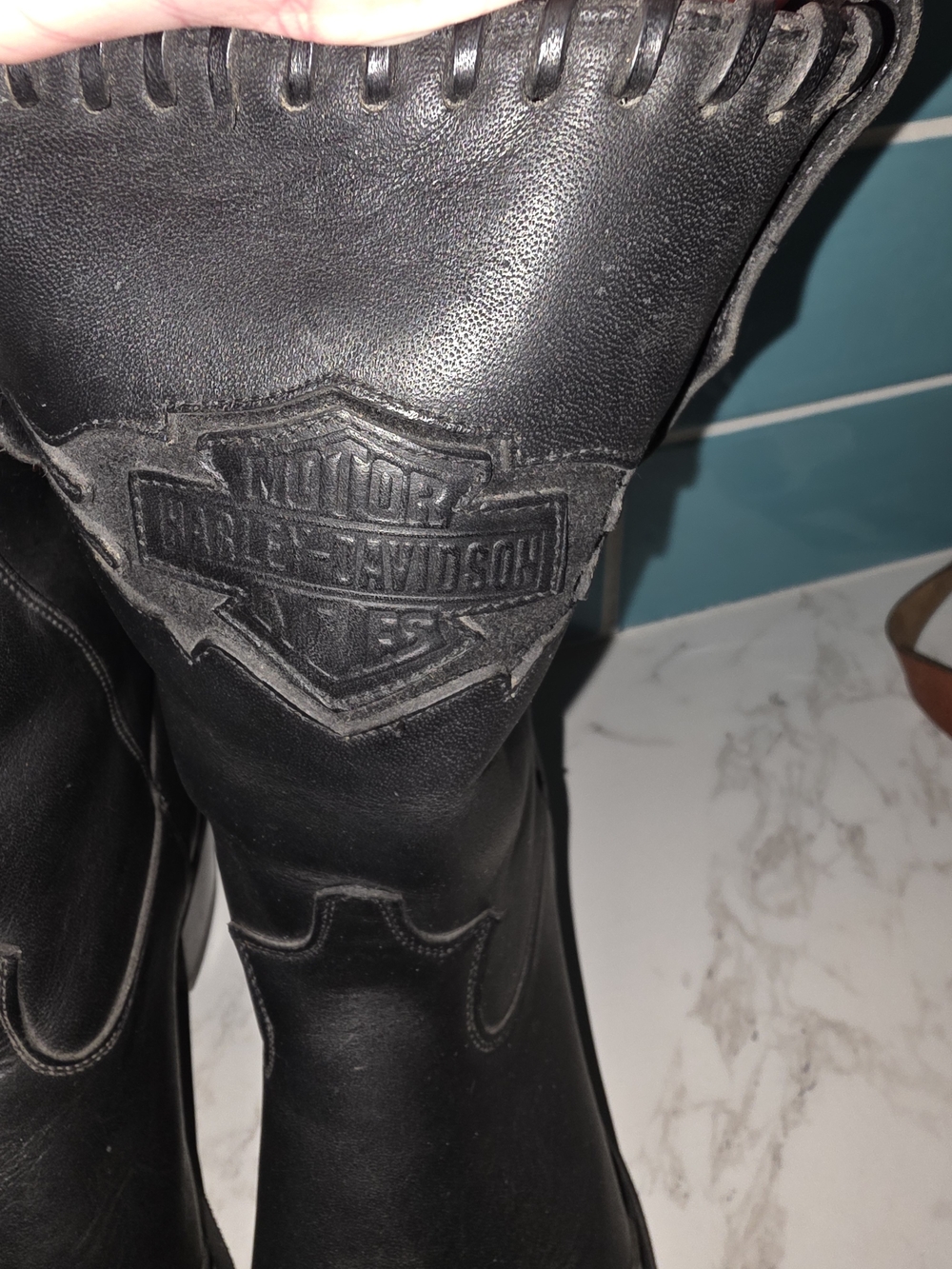 Harley-Davidson Black Leather Women's Western Boots with Concho Accent - Picture 3 of 16